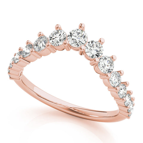 Rose gold Round Diamond Prong Set White Gold Curved Band