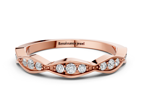 Rose gold Round Diamond Scalloped Pavé Eternity Band