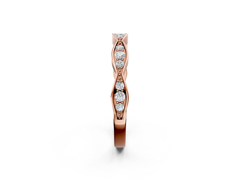 Rose gold Round Diamond Scalloped Pavé Eternity Band