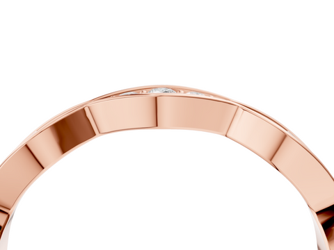 Rose gold Round Diamond Scalloped Pavé Eternity Band