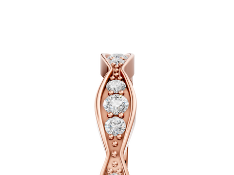 Rose gold Round Diamond Scalloped Pavé Eternity Band