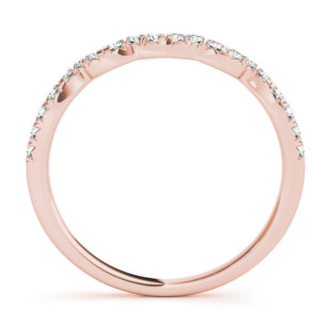 Rose gold Round Diamond Scalloped Pavé Wedding Band with Shared Prong Setting