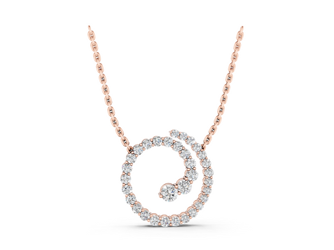 Rose gold Round Diamond Spiral Pendant with Prong Setting