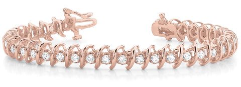 Rose gold Round Diamond Spiral Prong Tennis Bracelet