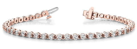Rose gold Round Diamond Tennis Bracelet with Prong Setting on a Link Band