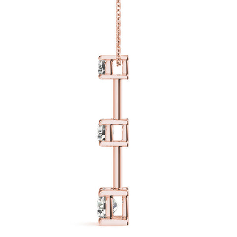 Rose gold Round Diamond Triple Bar Pendant with Four-Prong Setting