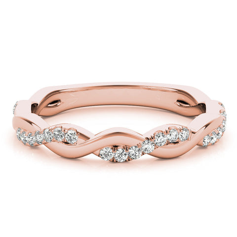 Rose gold Round Diamond Twist Eternity Band with Pavé Setting