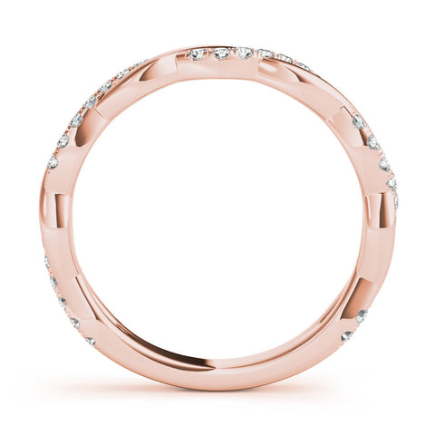 Rose gold Round Diamond Twist Eternity Band with Pavé Setting