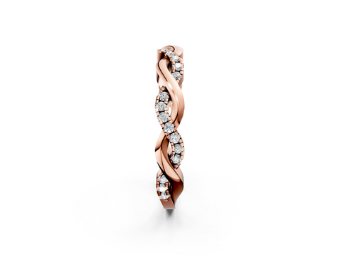 Rose gold Round Diamond Twist Eternity Band with Pavé Setting