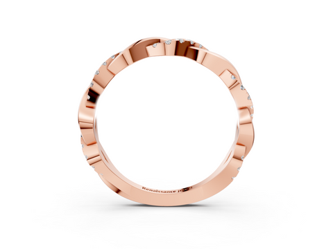 Rose gold Round Diamond Twist Eternity Band with Pavé Setting