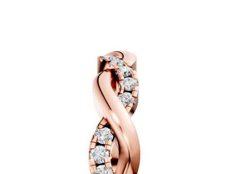 Rose gold Round Diamond Twist Eternity Band with Pavé Setting
