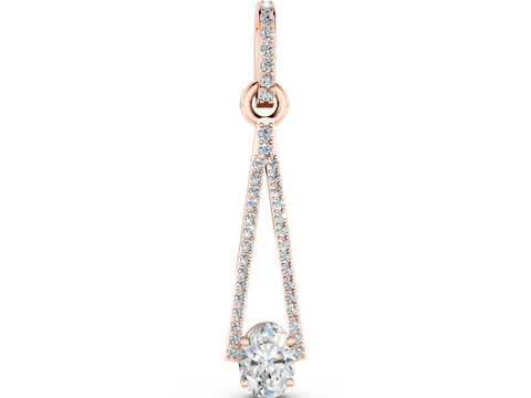 Rose gold Round Diamond V-Prong Pavé Pendant