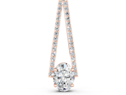 Rose gold Round Diamond V-Prong Pavé Pendant