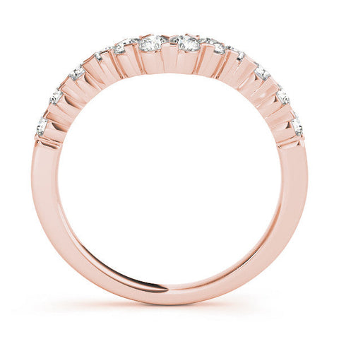 Rose gold Round Diamond V-Shaped Prong Set Eternity Band