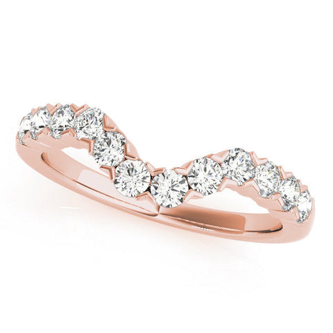 Rose gold Round Diamond V-Shaped Prong Set Eternity Band