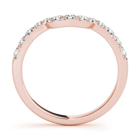 Rose gold Round Diamond Wavy Eternity Band with Prong Setting