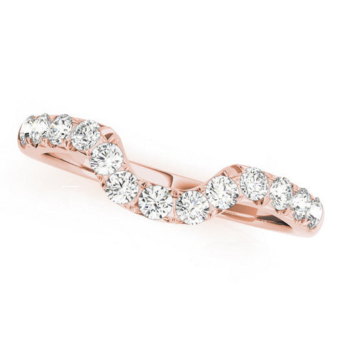Rose gold Round Diamond Wavy Eternity Band with Prong Setting