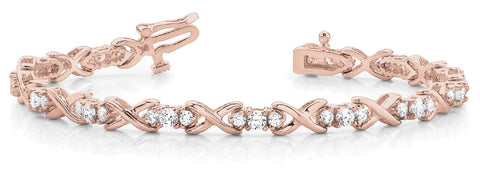 Rose gold Round Diamond X-Link Tennis Bracelet with Prong Setting