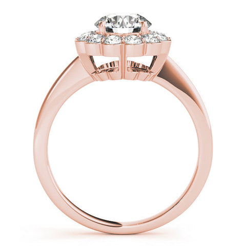 Rose gold Round Halo Cluster Diamond Engagement Ring with Solitaire Band and Prong Setting