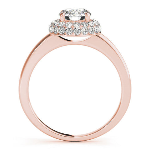 Rose gold Round Halo Diamond Engagement Ring with Solitaire Band and Four-Prong Setting