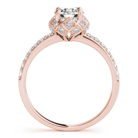 Rose gold Round Halo Diamond Pave Band with Prong Setting