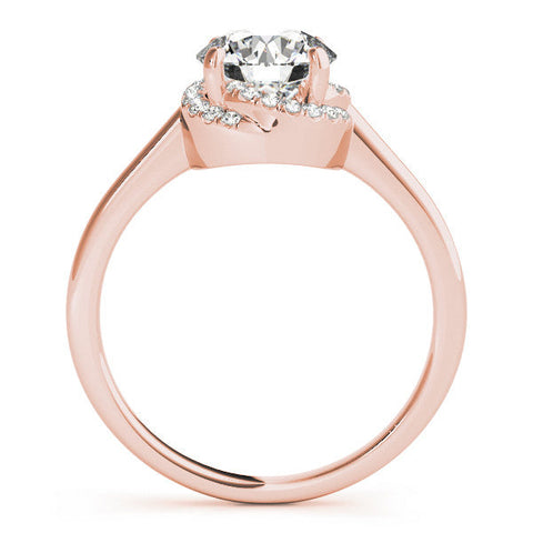 Rose gold Round Halo Diamond Ring with Solitaire Band and Four-Prong Setting