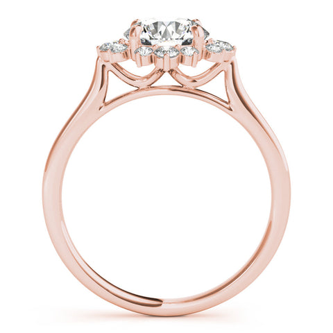Rose gold Round Halo Diamond Ring with Solitaire Band and Prong Setting