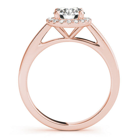 Rose gold Round Halo Diamond Solitaire Ring with Round Band and Four-Prong Setting