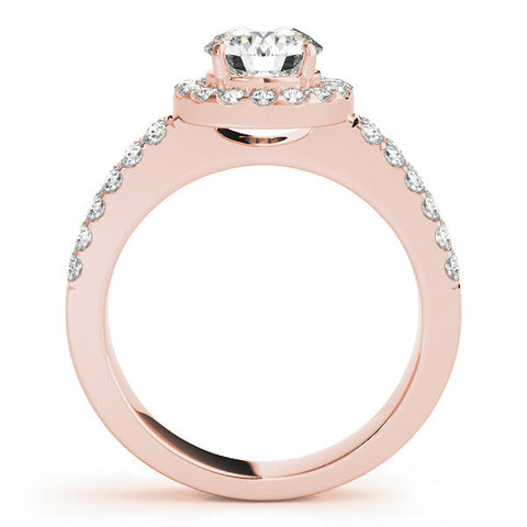 Rose gold Round Halo Diamond Split Shank Engagement Ring with Prong Setting