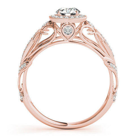 Rose gold Round Halo Filigree Diamond Engagement Ring