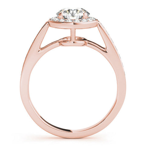 Rose gold Round Halo Pavé Diamond Engagement Ring with Bezel Setting