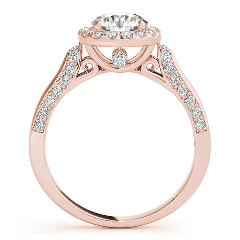 Rose gold Round Halo Pave Split Shank Prong Setting Ring