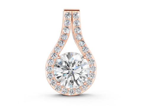Rose gold Round Halo Prong Set Pendant