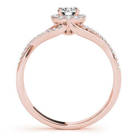 Rose gold Round Halo Twist Band Prong Set Ring