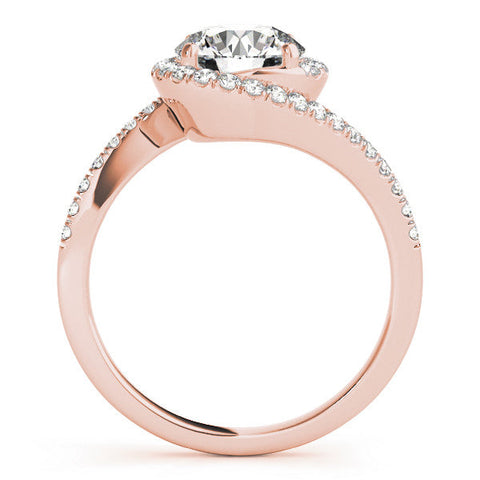 Rose gold Round Halo Twist Band Solitaire Prong Setting Ring