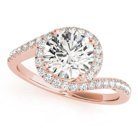 Rose gold Round Halo Twist Band Solitaire Prong Setting Ring
