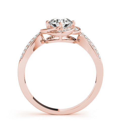 Rose gold Round Halo Twist Split Shank Diamond Ring