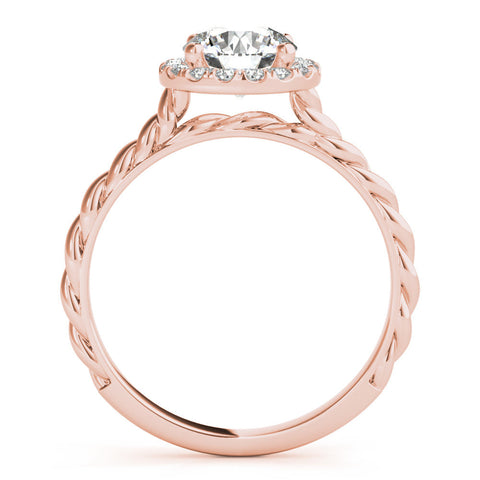 Rose gold Round Halo Twisted Band Four-Prong Diamond Ring