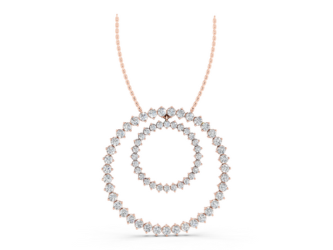 Rose gold Round Moissanite Double Halo Prong Set Pendant