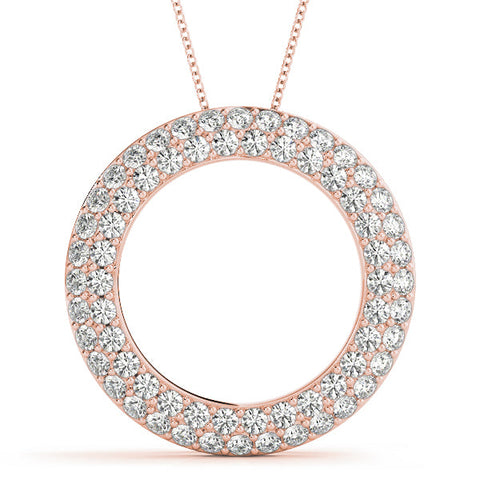 Rose gold Round Pavé Diamond Circle Pendant