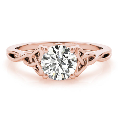 Rose gold Round Solitaire Celtic Knot Engagement Ring with Four-Prong Setting