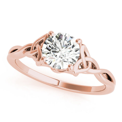 Rose gold Round Solitaire Celtic Knot Engagement Ring with Four-Prong Setting