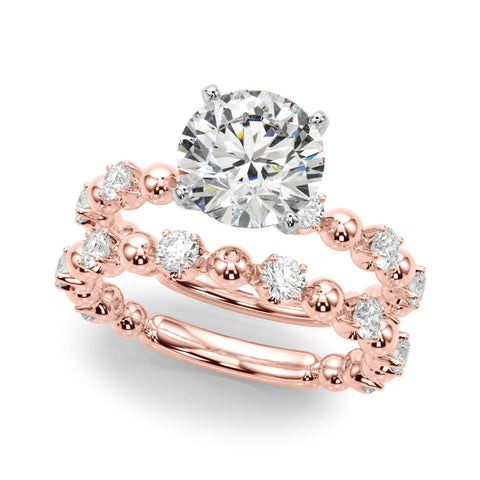 Rose gold Round Solitaire Diamond Bezel-Set Eternity Band with Prong Setting