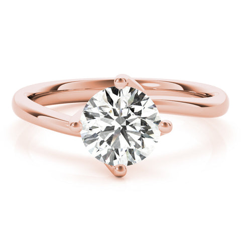 Rose gold Round Solitaire Diamond Engagement Ring with Four-Prong Setting and Classic Band