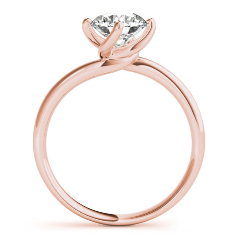 Rose gold Round Solitaire Diamond Engagement Ring with Four-Prong Setting and Classic Band