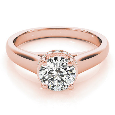 Rose gold Round Solitaire Diamond Engagement Ring with Four-Prong Setting and Tapered Band