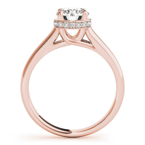 Rose gold Round Solitaire Diamond Engagement Ring with Four-Prong Setting and Tapered Band