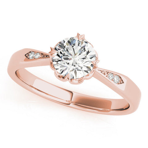 Rose gold Round Solitaire Diamond Engagement Ring with Split Shank and Six-Prong Setting