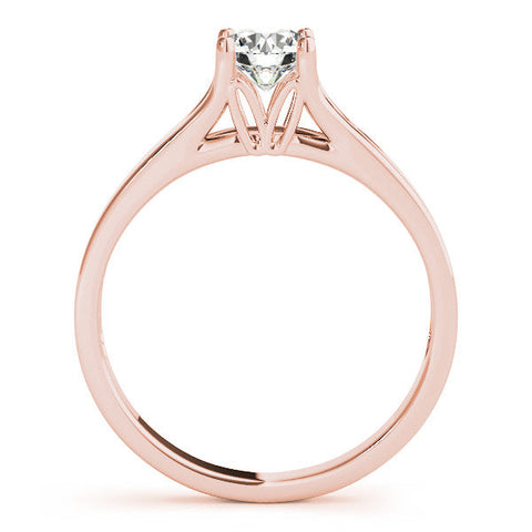 Rose gold Round Solitaire Diamond Ring with Cathedral Band and Four-Prong Setting