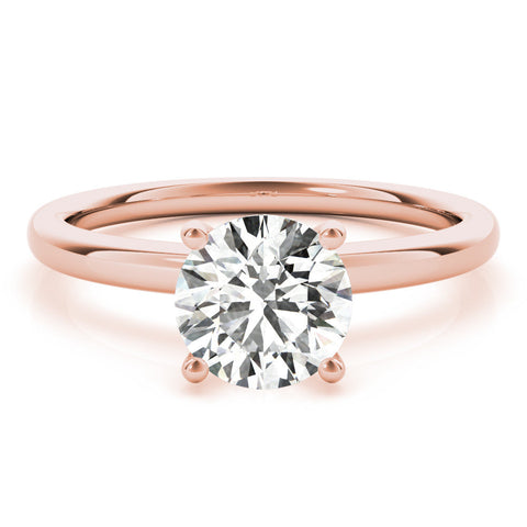 Rose gold Round Solitaire Diamond Ring with Four-Prong Setting and Classic Band